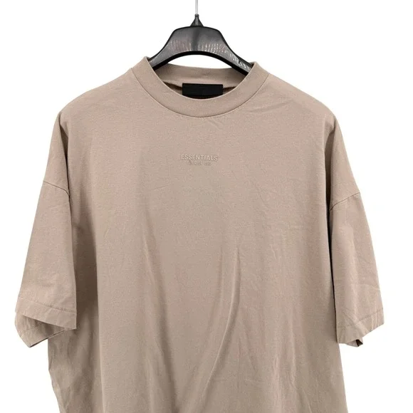 Fear of God Essentials T-Shirt Men Large Pre-Owned Tee Tan Oversized Streetwear - Picture 3 of 11